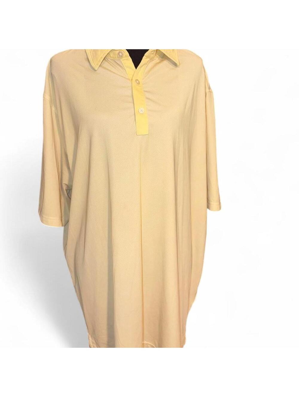 FootJoy FJ Performance Golf Polo Shirt Yellow White Micro Houndstooth Men's XL